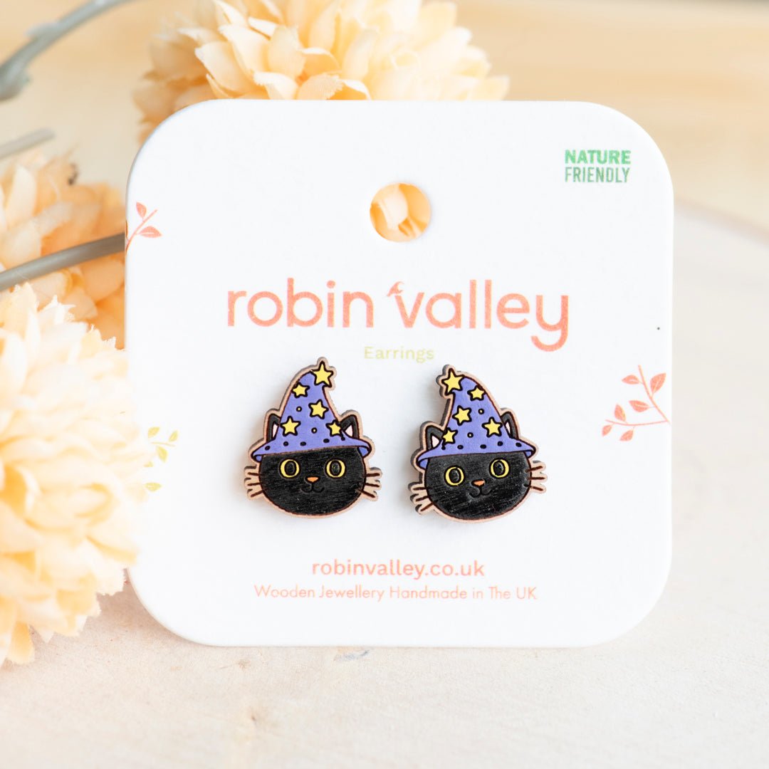 Little Wizard Black Cat Stud Earrings - Robin Valley Official Store