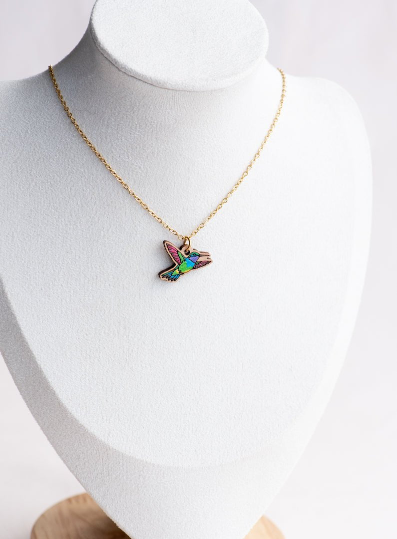 Metallic Green Hummingbird Necklace - Robin Valley Official Store