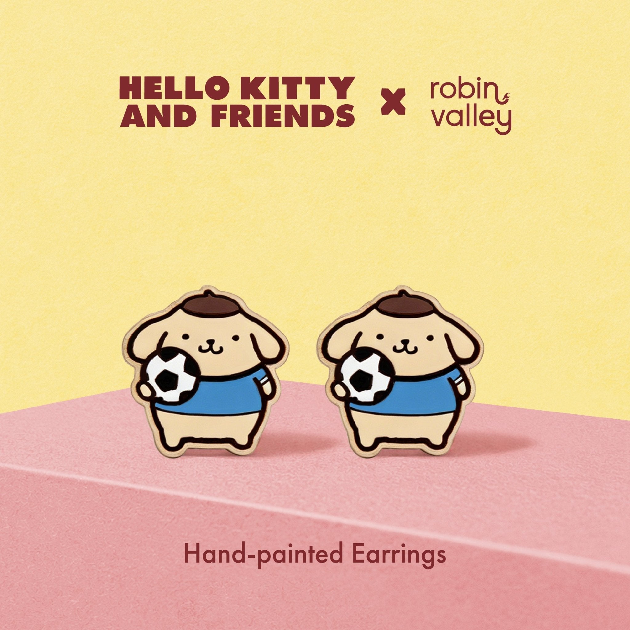 Official licensed Pompompurin Football Stud Earrings - Robin Valley Official Store