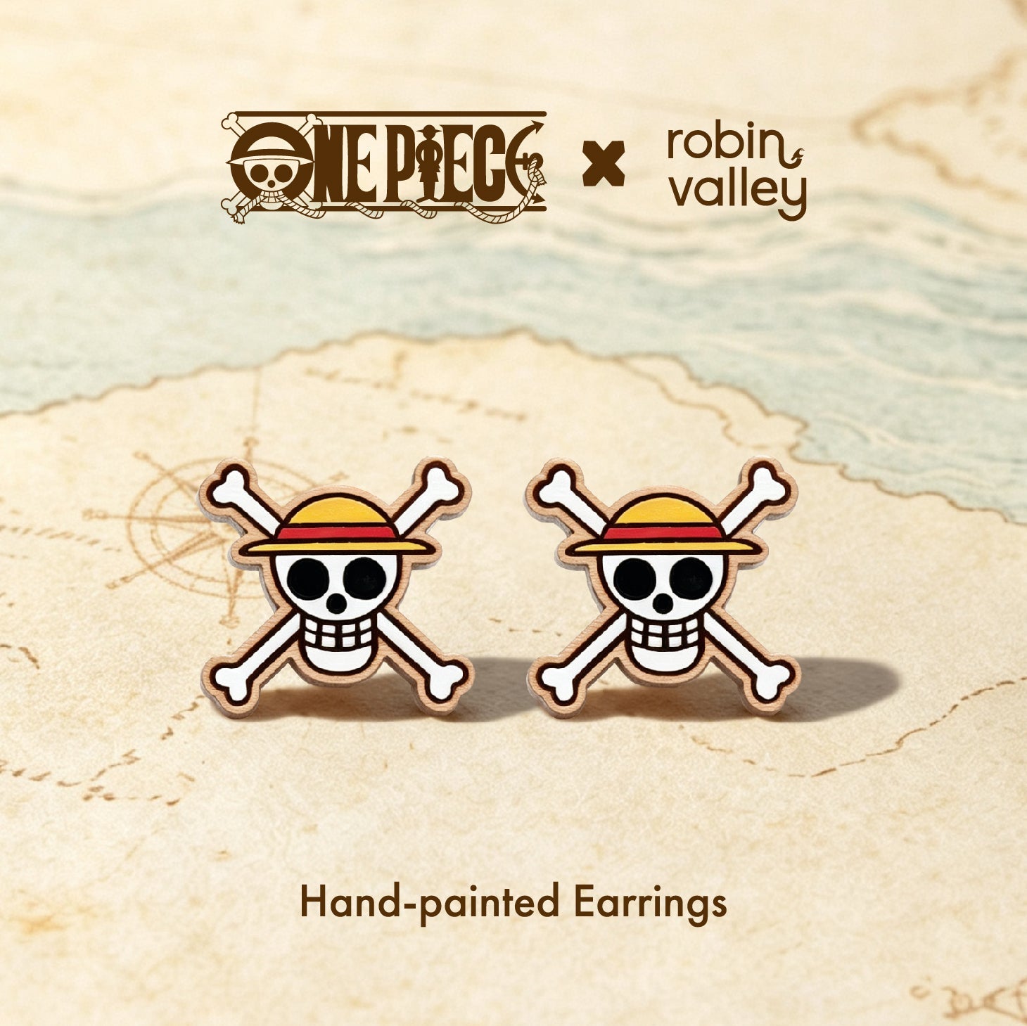 Officially Licensed One Piece Straw Hats' Jolly Roger Stud Earrings – Wave 1: Fish-Man Island - Robin Valley Official Store
