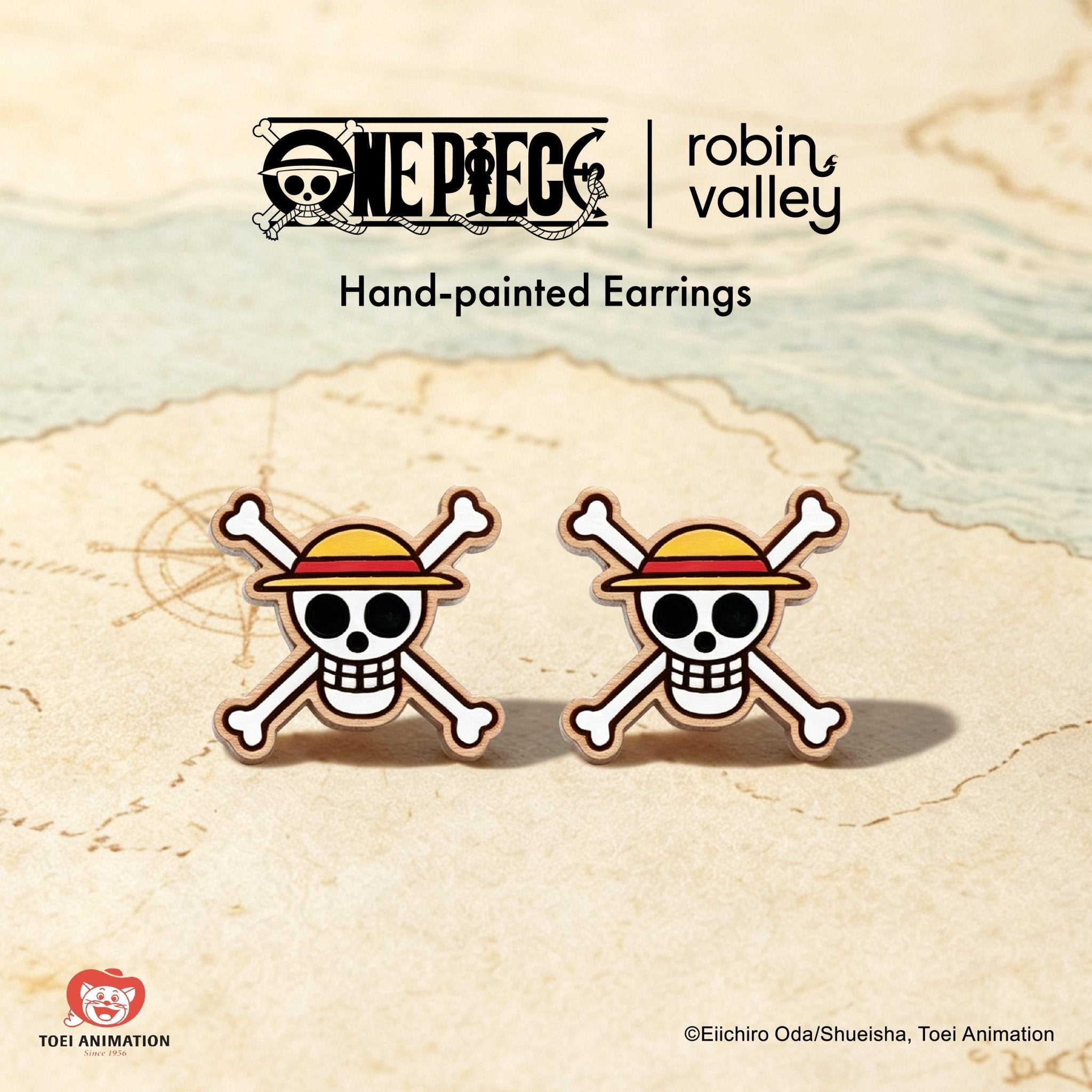 Officially Licensed One Piece Straw Hats' Jolly Roger Stud Earrings – Wave 1: Fish-Man Island - Robin Valley Official Store