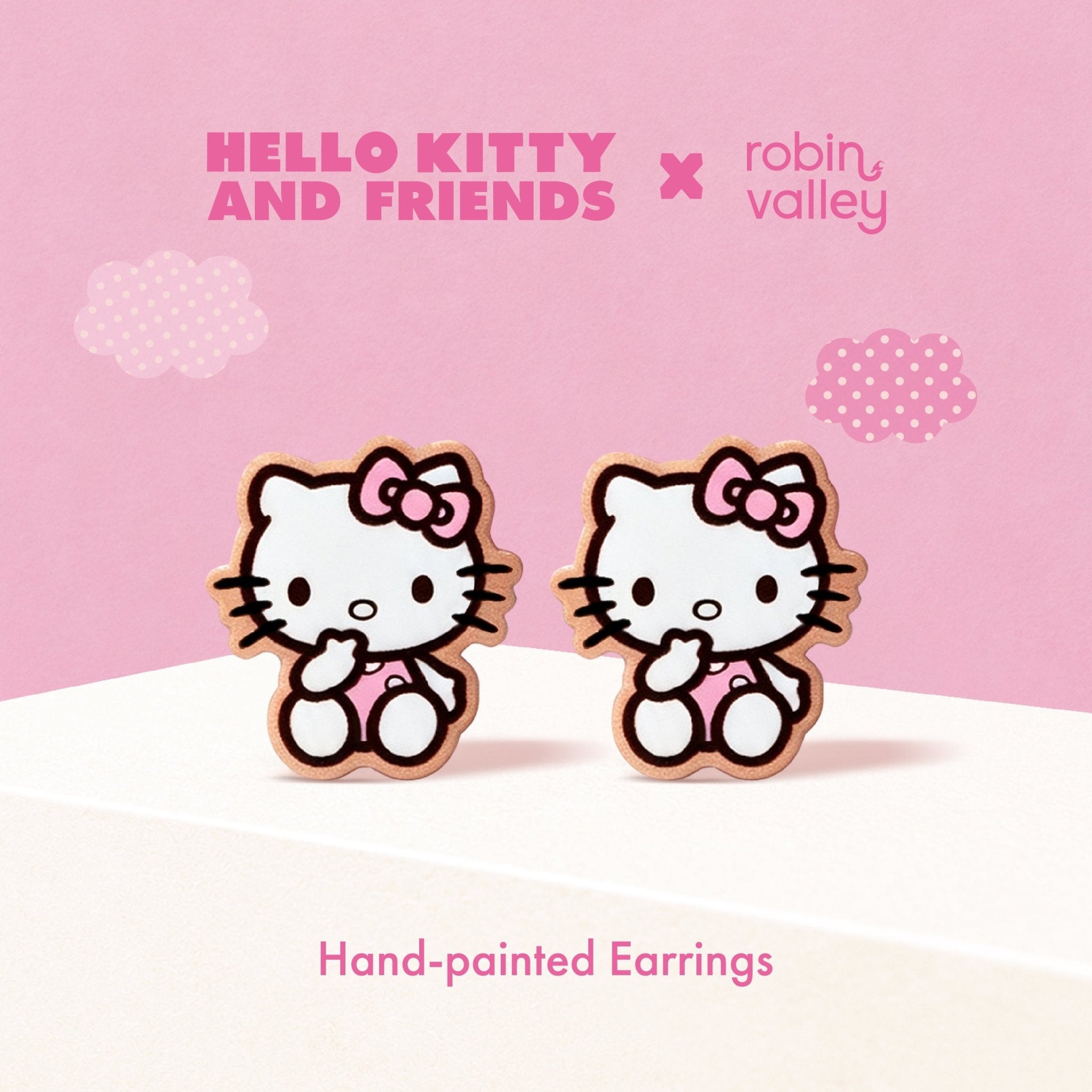 Officially Licensed Pink Sitting Hello Kitty Stud Earrings - Robin Valley Official Store