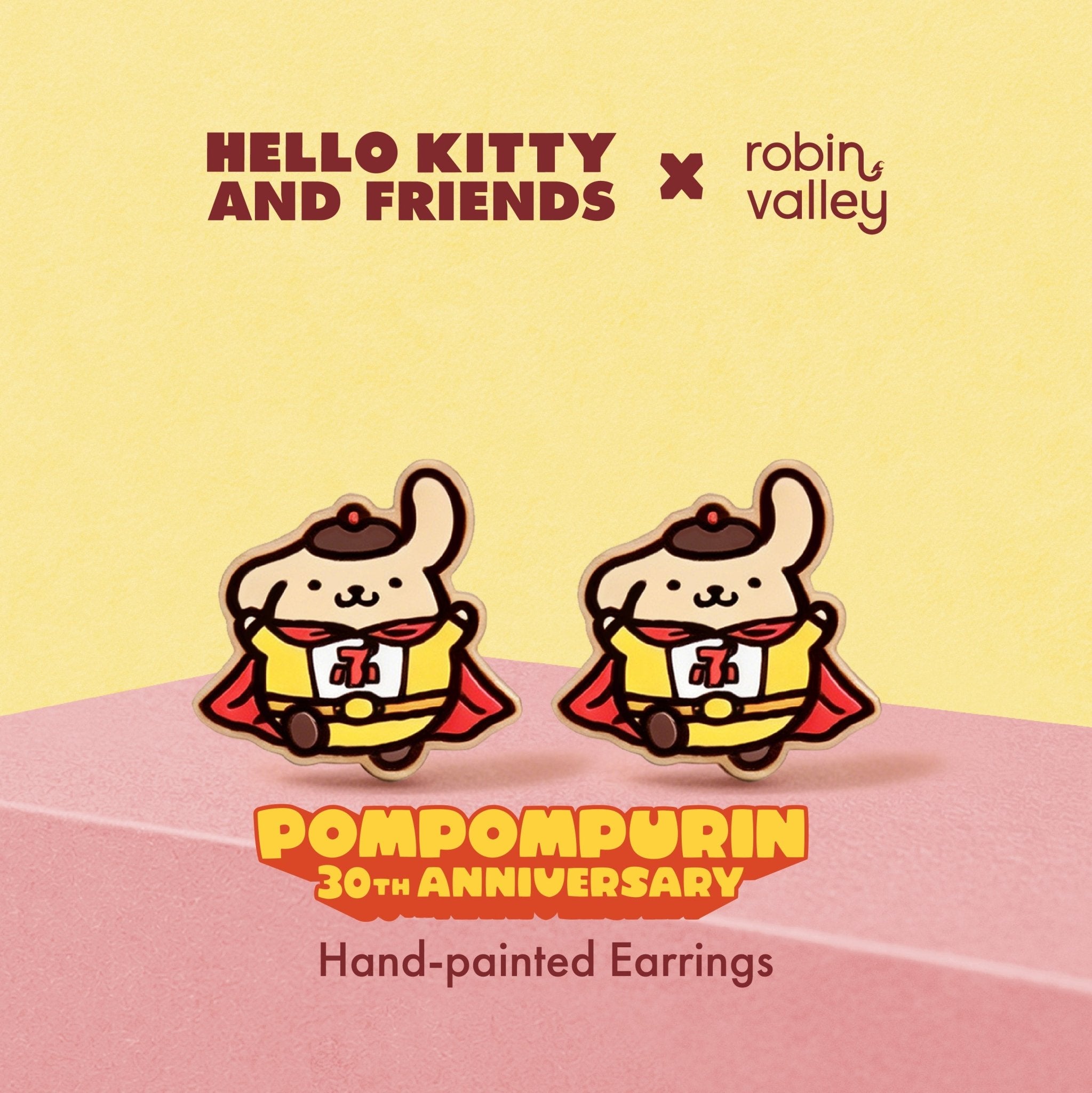 Officially Licensed PomPomHero Pompompurin Stud Earrings – 30th Anniversary Edition - Robin Valley Official Store