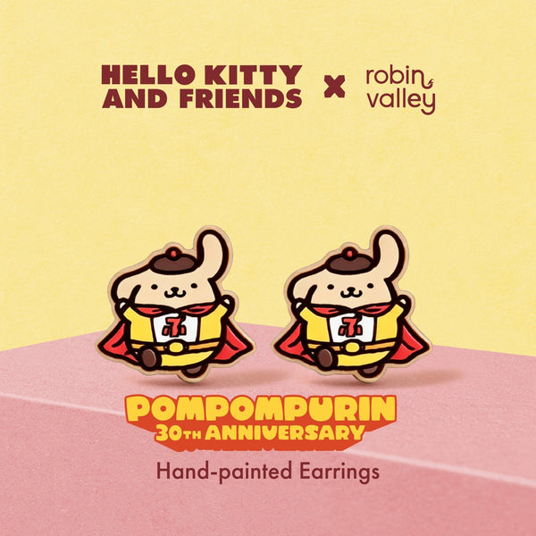 Officially Licensed PomPomHero Pompompurin Stud Earrings – 30th Anniversary Edition - Robin Valley Official Store