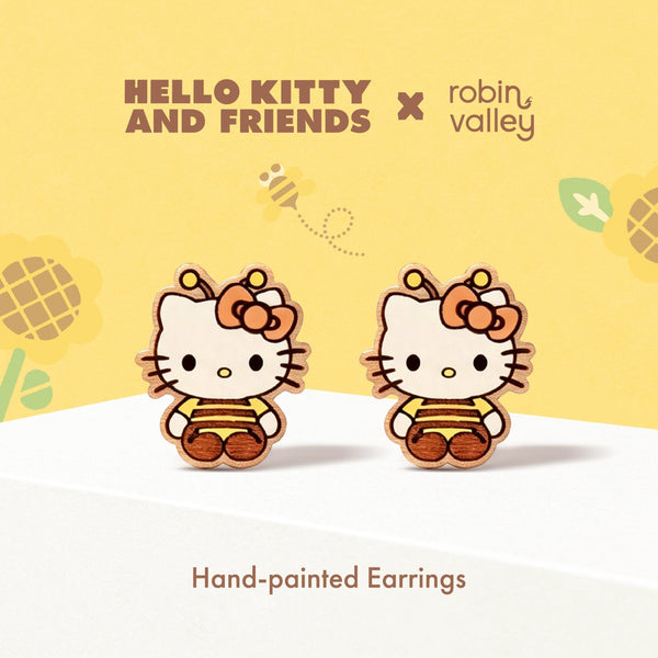 Officially Licensed Sitting Hello Kitty Bee Stud Earrings - Robin Valley Official Store