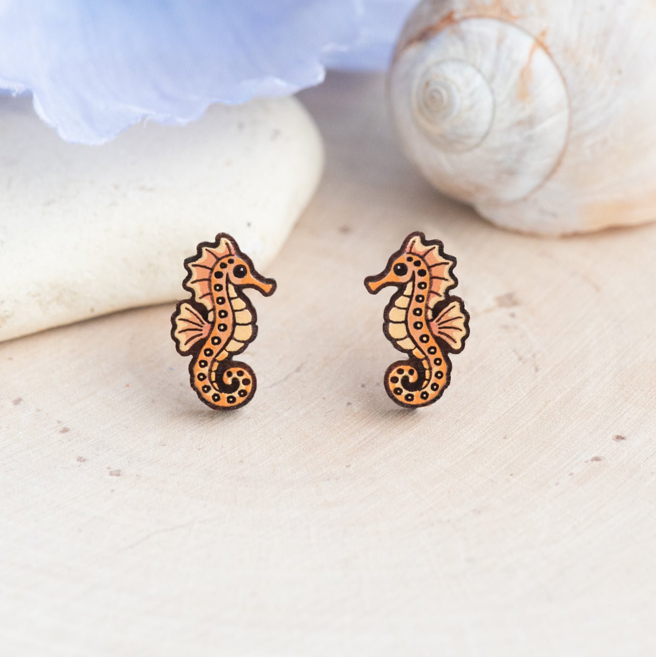 Orange Seahorse Stud Earrings - Robin Valley Official Store
