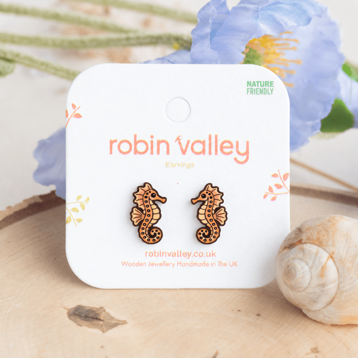 Orange Seahorse Stud Earrings - Robin Valley Official Store