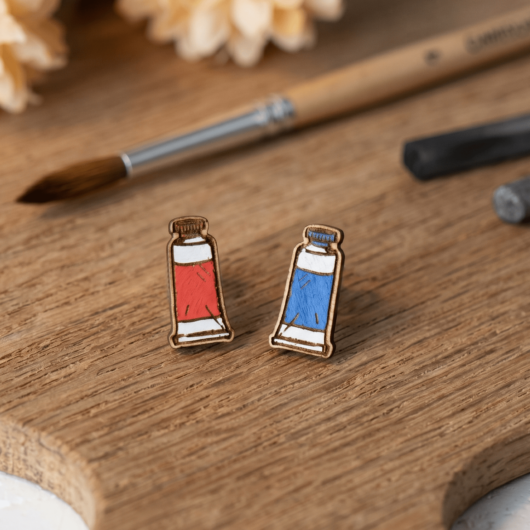 Paint Tubes Wooden Earrings - Robin Valley Official Store