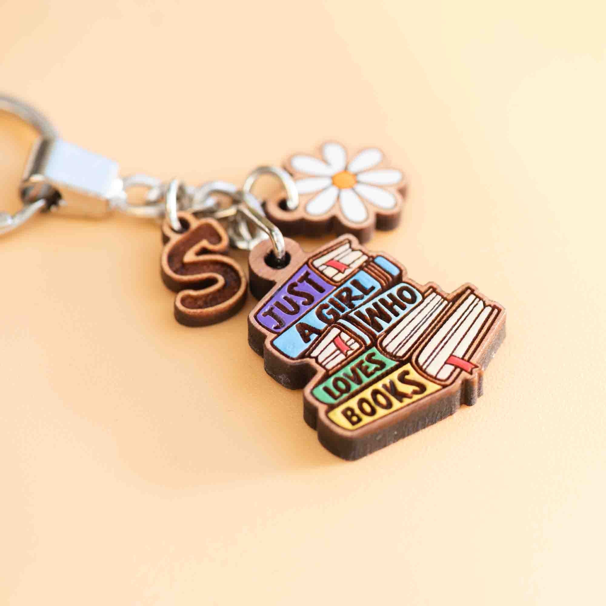 Personalised Just a Girl Who Loves Books Keyring - CUS10001 - Robin Valley Official Store