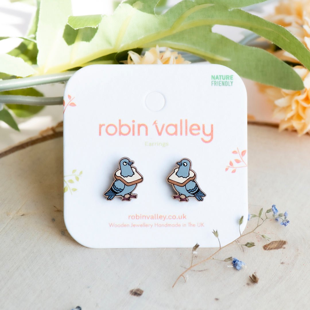 Pigeon Toast Stud Earrings - Robin Valley Official Store