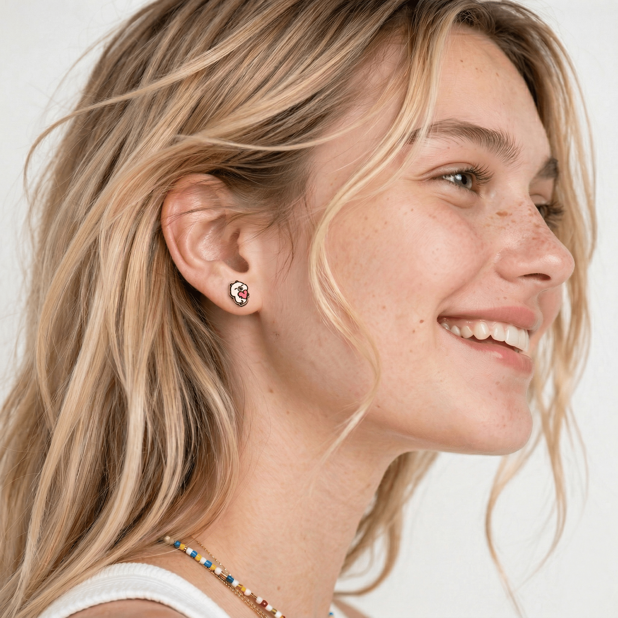 Pimoo the Capybara Heart Stud Earrings - Robin Valley Official Store