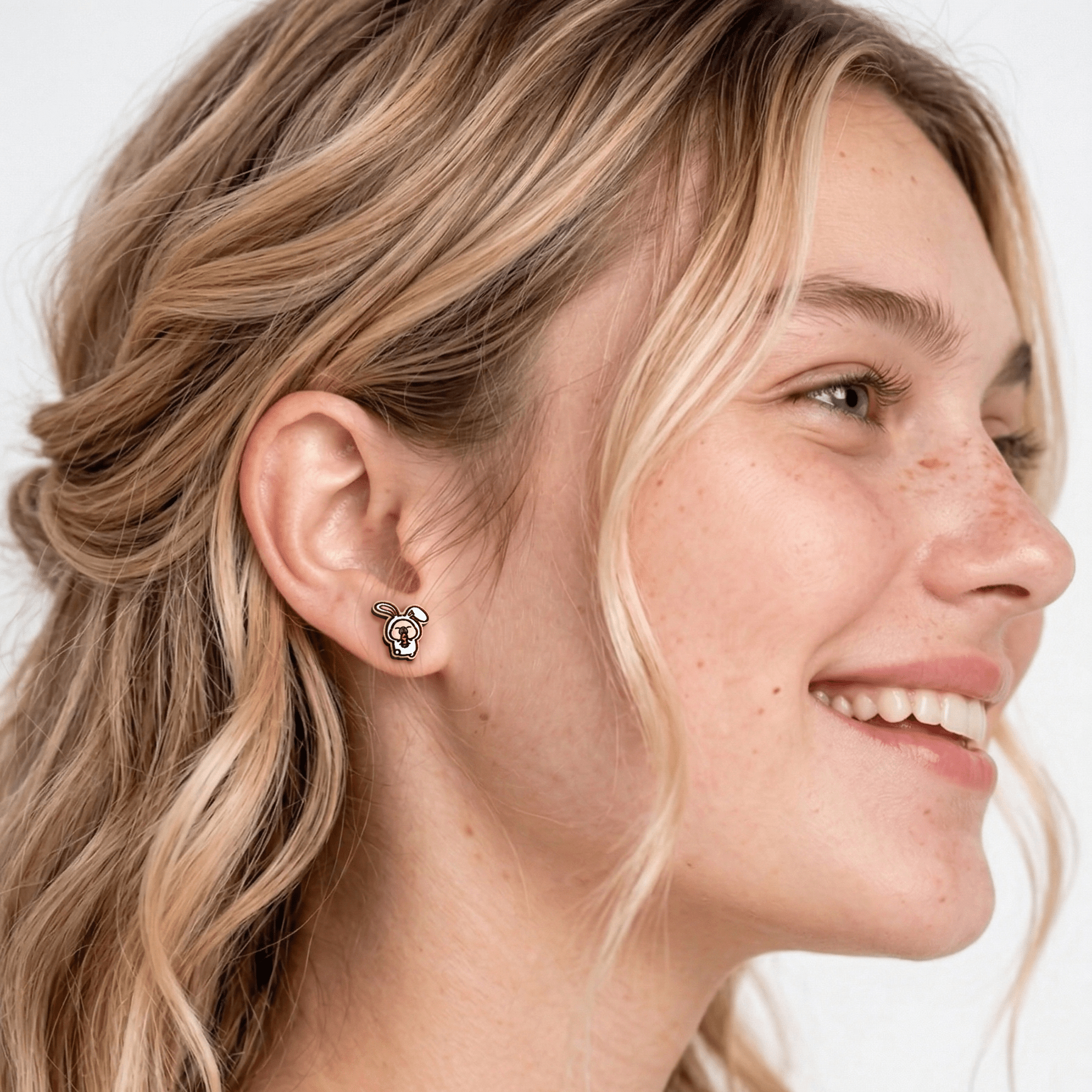 Pimoo the Capybara in Rabbit Costume Stud Earrings - Robin Valley Official Store