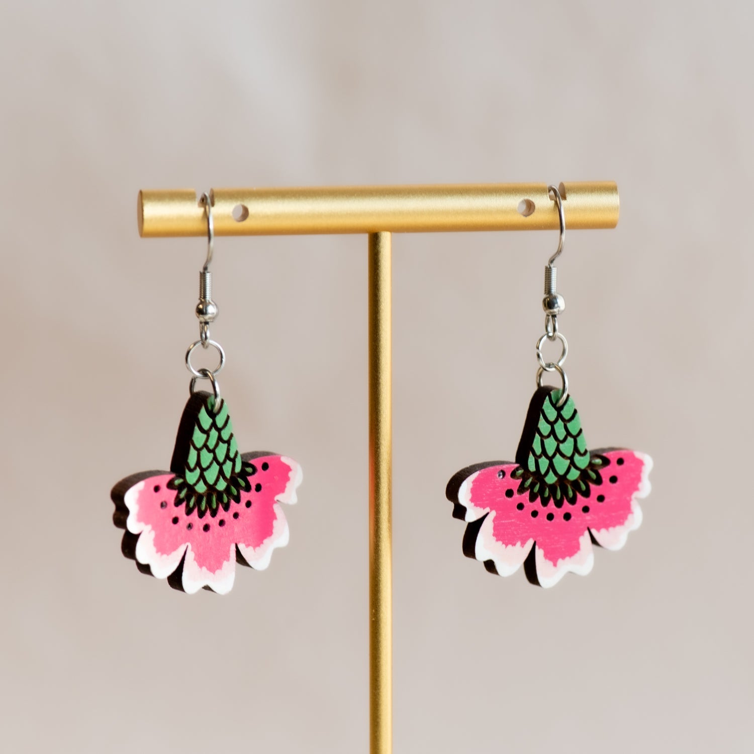 Pink Carnation Hook Earrings - Robin Valley Official Store