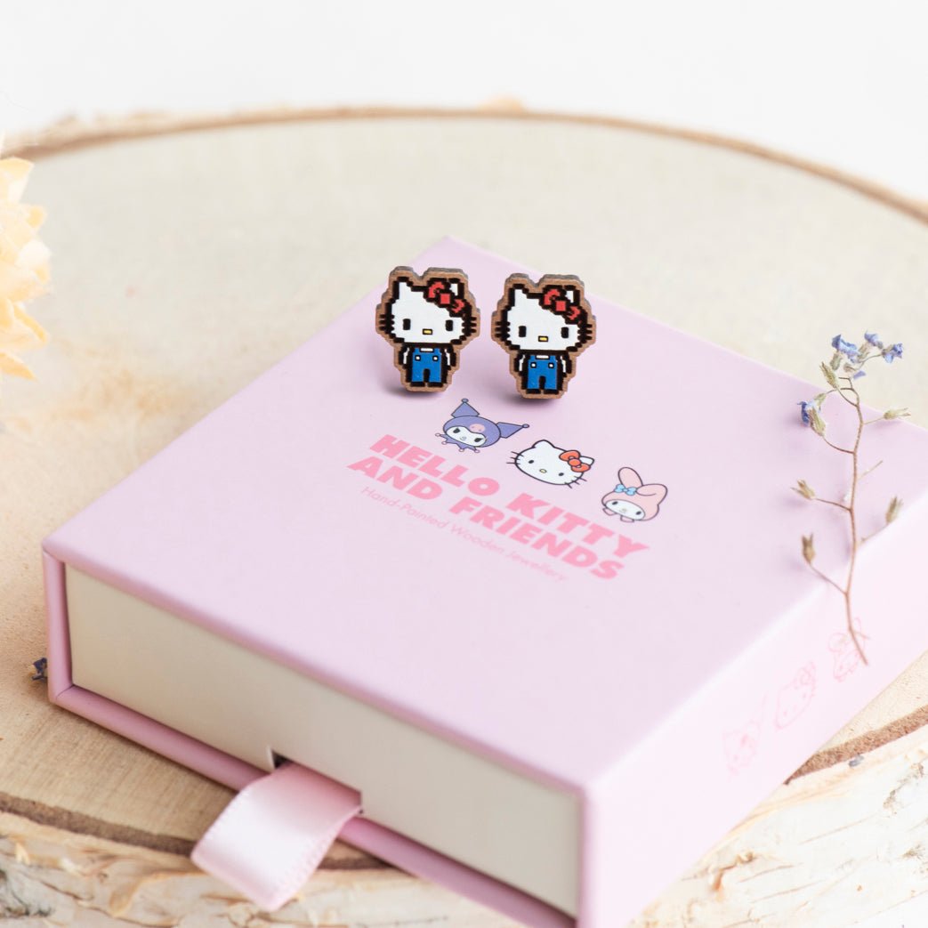 Pixel Hello Kitty Blue Outfit Stud Earrings - Robin Valley Official Store