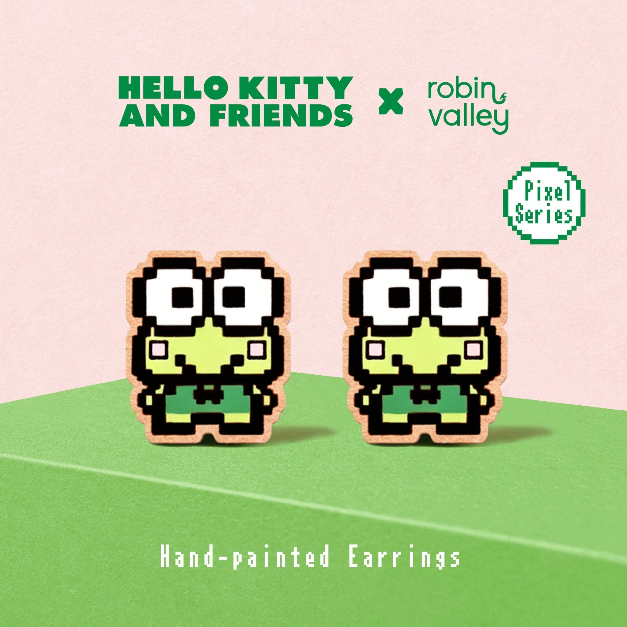Pixel Keroppi Standing Stud Earrings - Robin Valley Official Store
