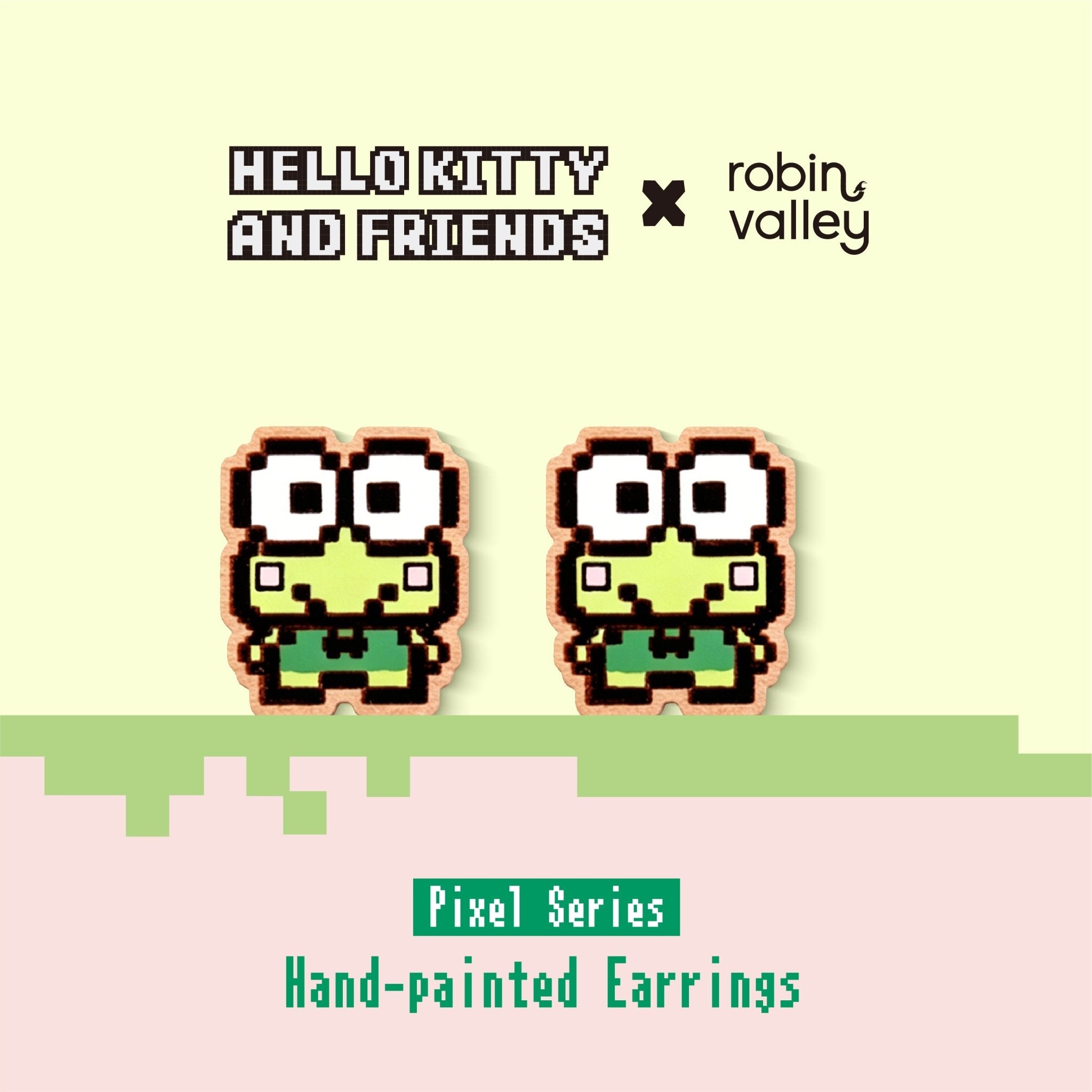 Pixel Keroppi Standing Stud Earrings - Robin Valley Official Store