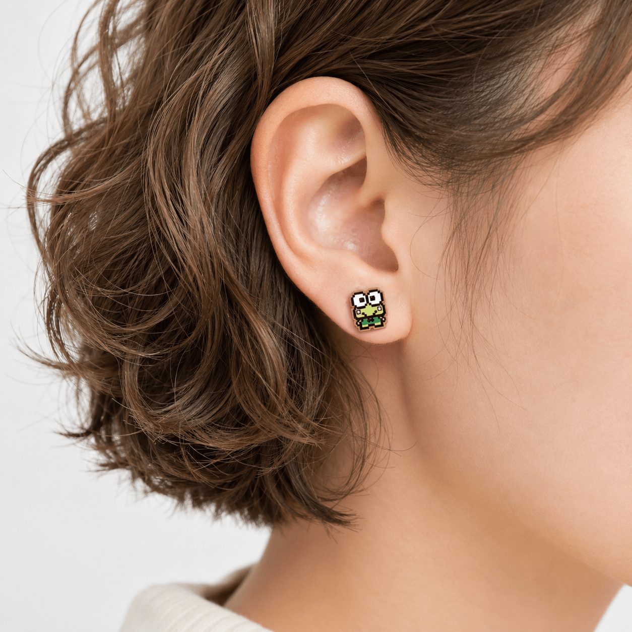 Pixel Keroppi Standing Stud Earrings - Robin Valley Official Store