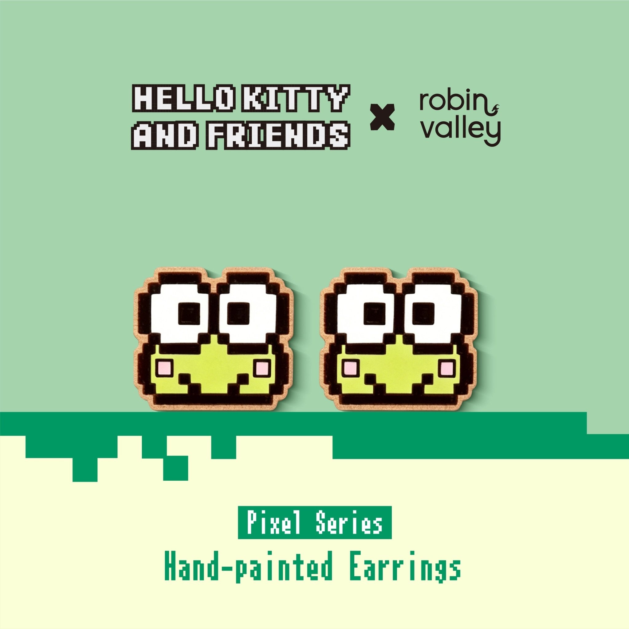 Pixel Keroppi Stud Earrings - Robin Valley Official Store