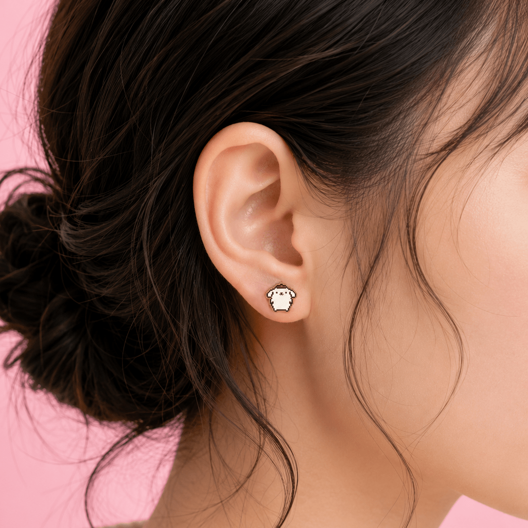Pixel Pompompurin Standing Stud Earrings - Robin Valley Official Store