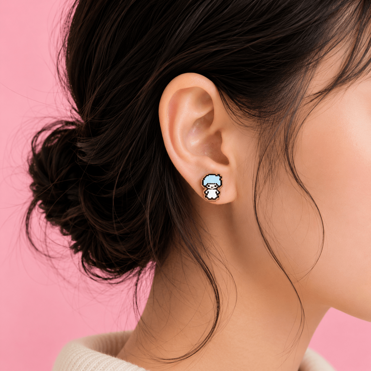Pixel Twin Stars Standing Stud Earrings - Robin Valley Official Store