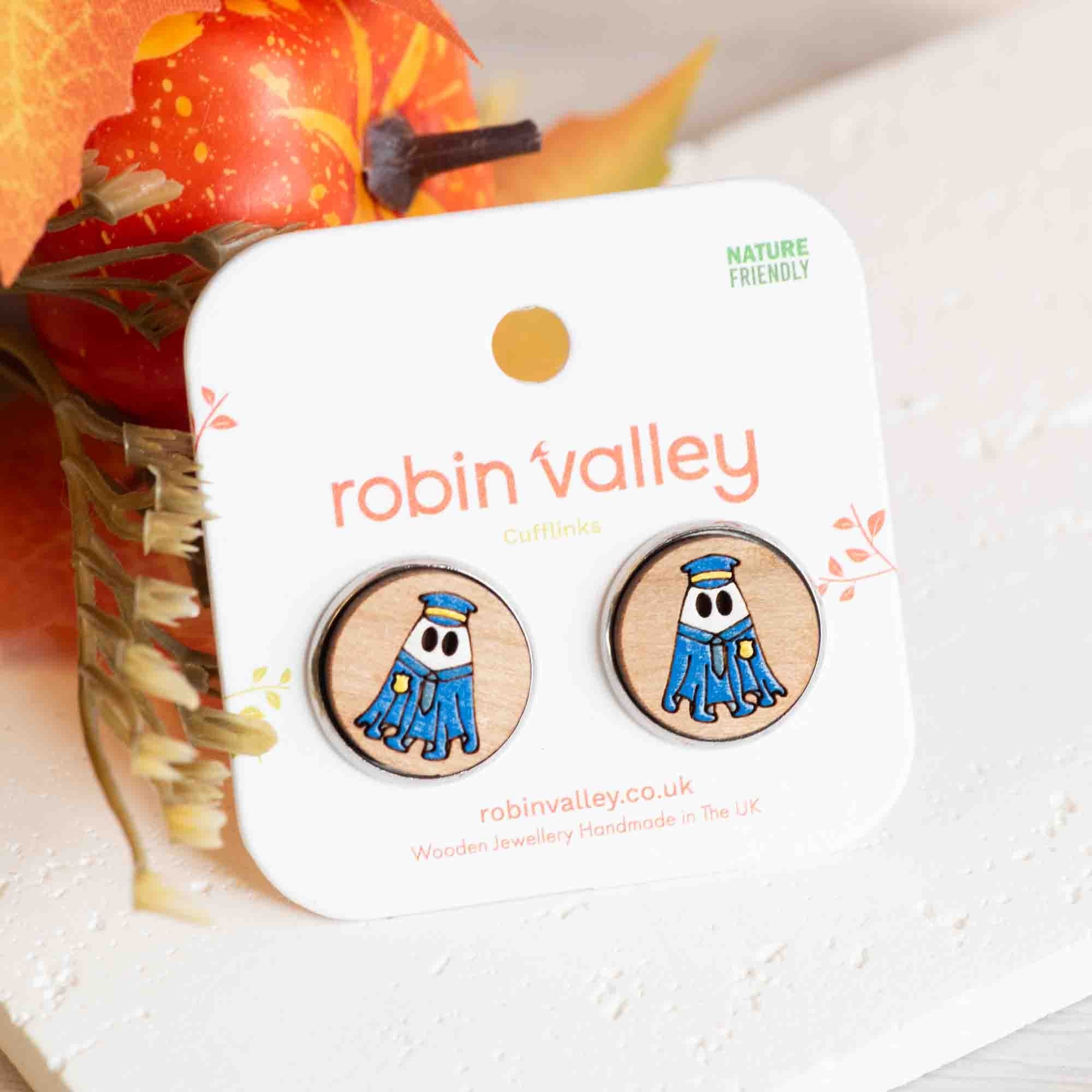 Police Ghost Wooden Cufflinks - CT35293 - Robin Valley Official Store