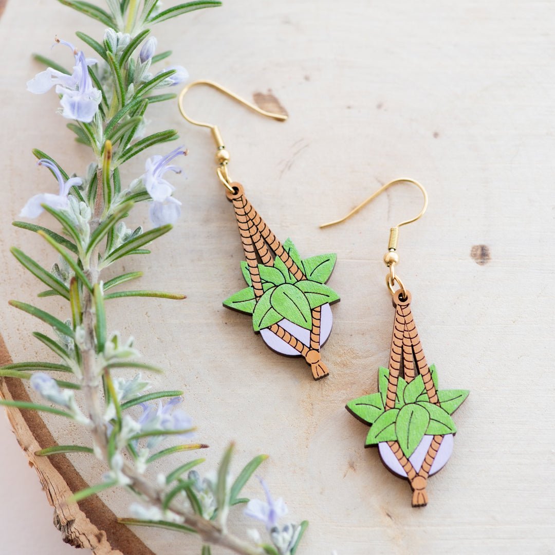 Potted Indoor Plant Hook Earrings - Robin Valley Official Store