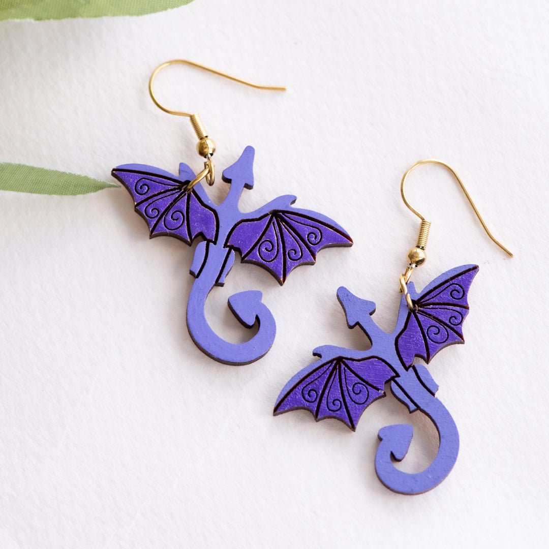 Purple Flying Dragon Hook Earrings - Robin Valley Official Store