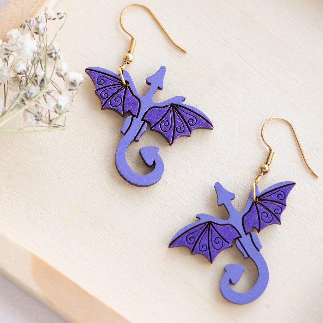 Purple Flying Dragon Hook Earrings - Robin Valley Official Store