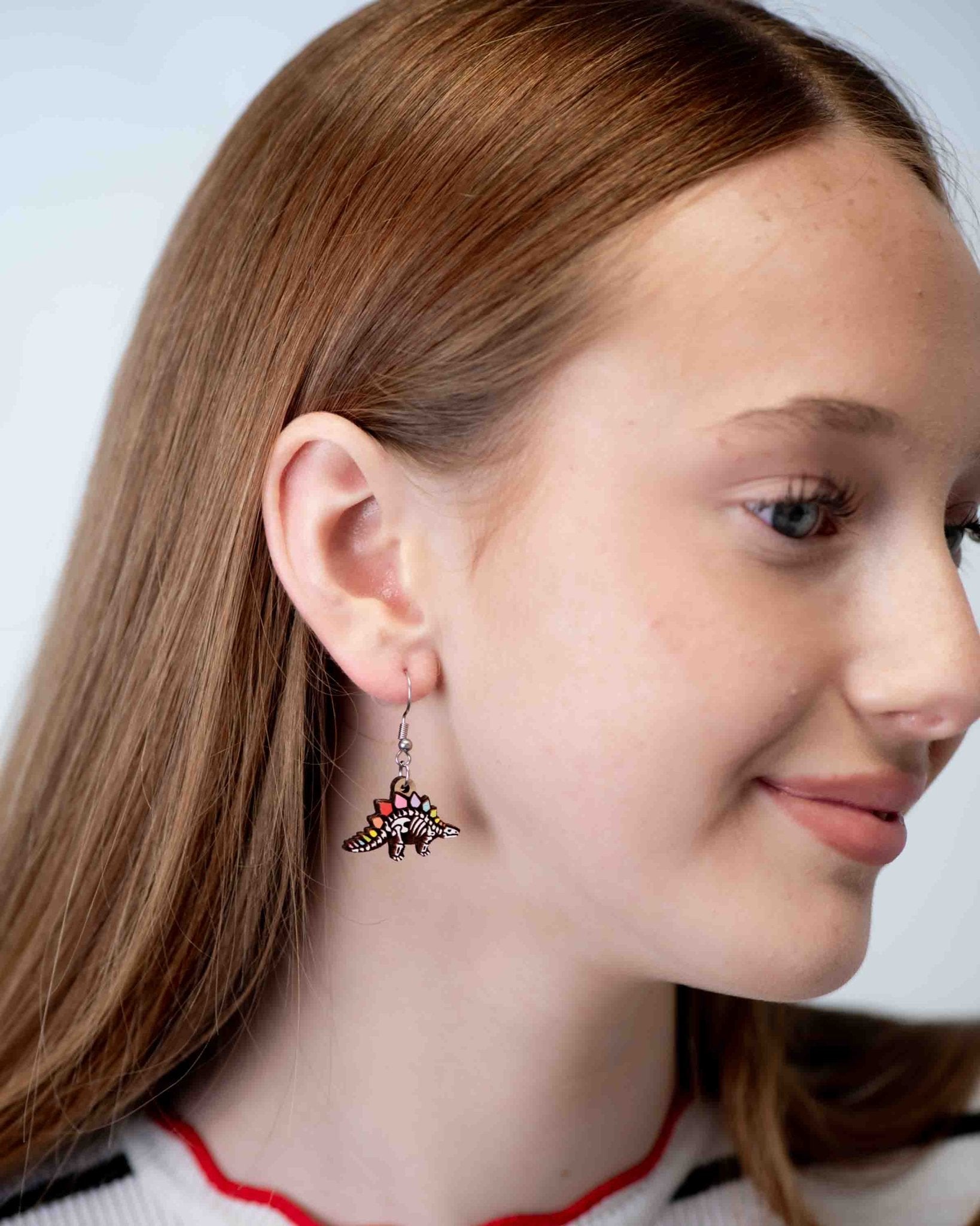 Rainbow Stegosaurus Skeleton Hook Earrings - Robin Valley Official Store