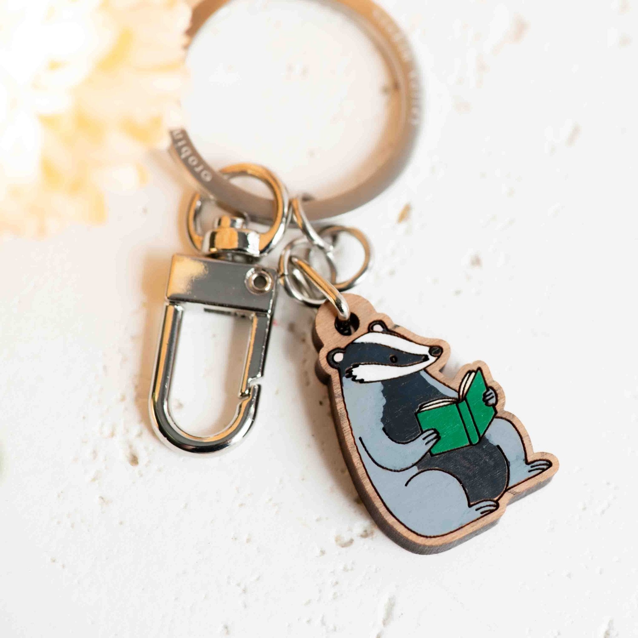Reading Badger Wooden Keyring - Robin Valley Official Store
