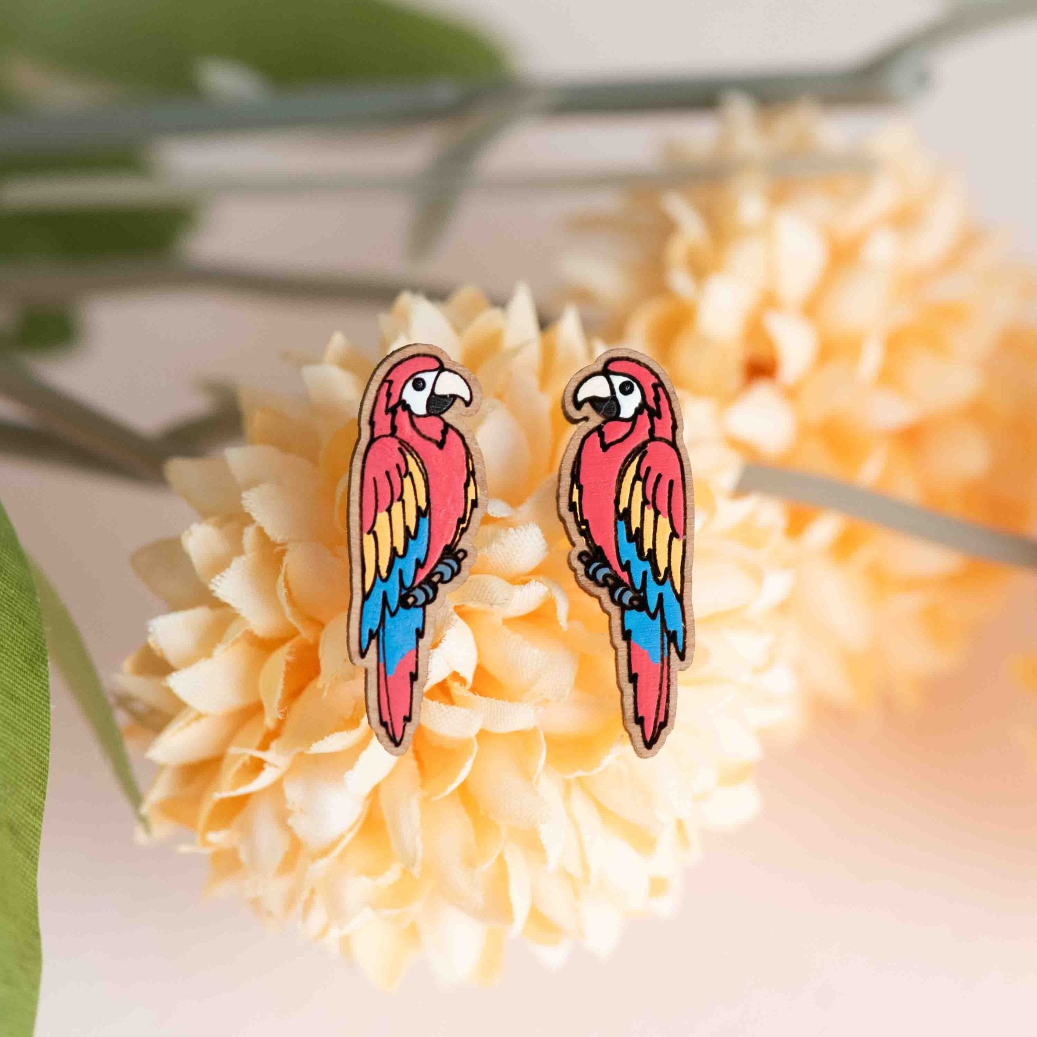 Red Macaw Parrot Stud Earrings - Robin Valley Official Store