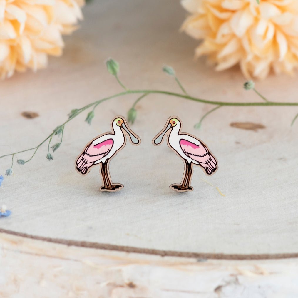 Roseate Spoonbill Stud Earrings - Robin Valley Official Store
