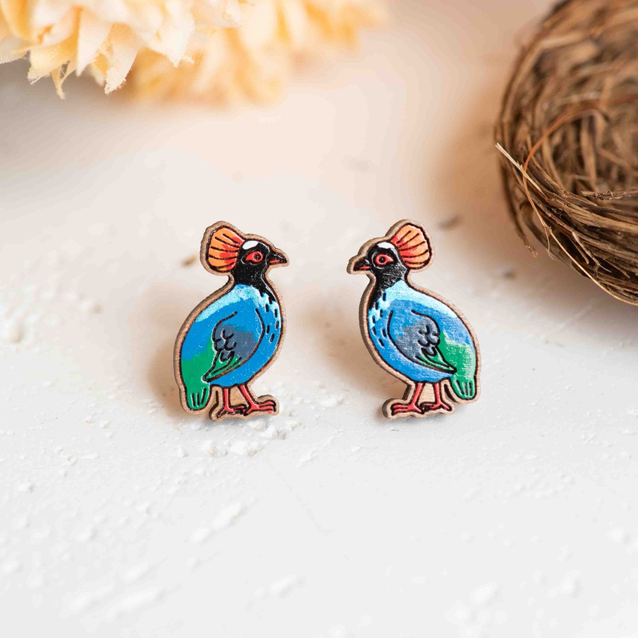 Roul - Roul Partridge Wooden Stud Earrings - Robin Valley Official Store