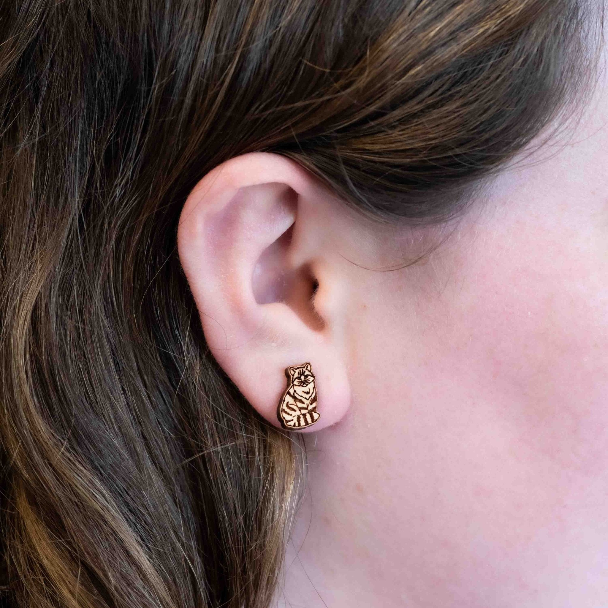 Scottish Wildcat Earrings Wooden Eco - Jewellery - EL10169 - Robin Valley Official Store