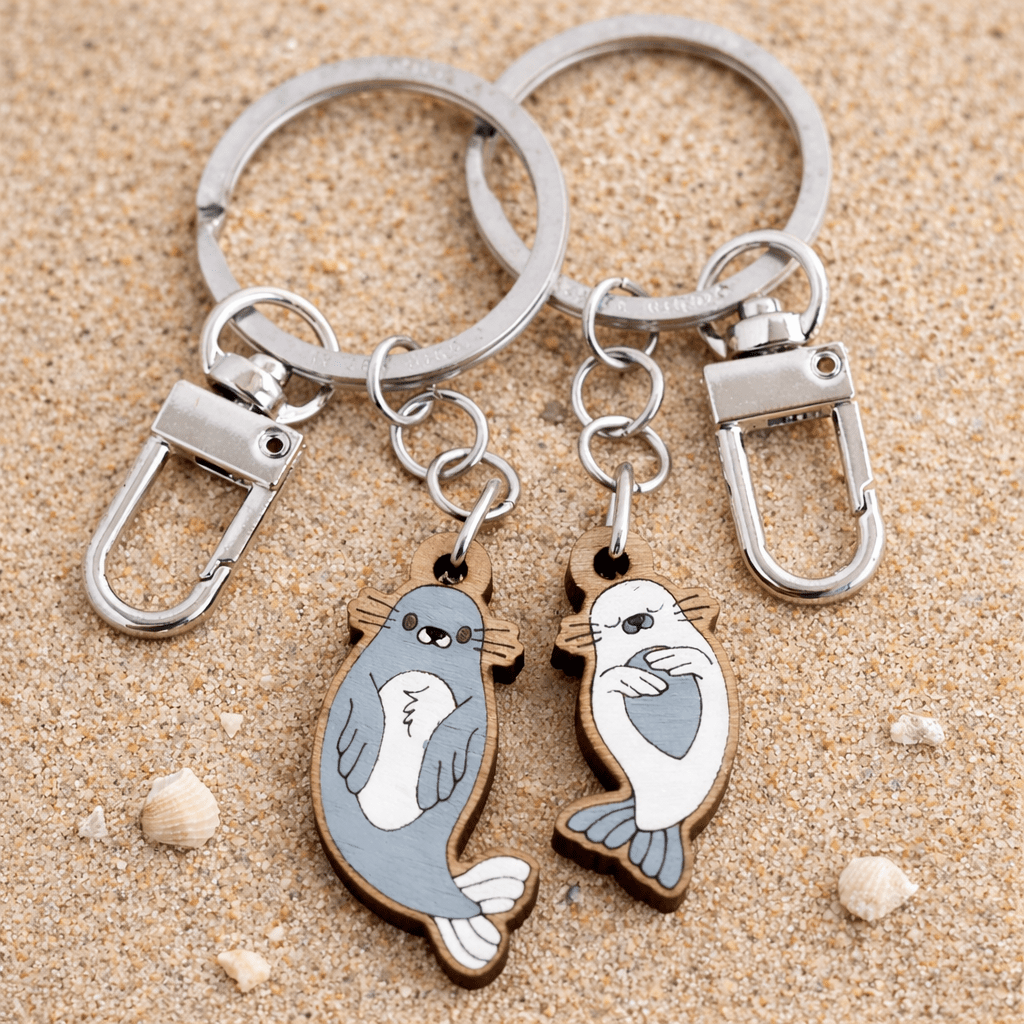 Seal Mum & Pup Wooden Keyring Set - Robin Valley Official Store