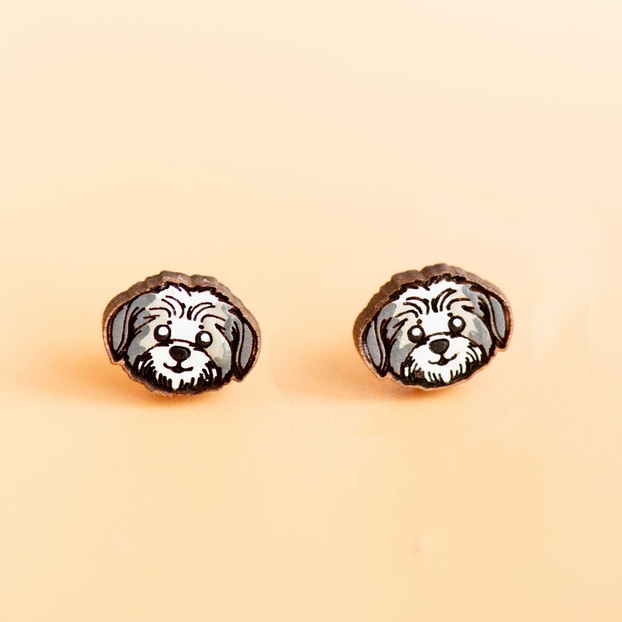 Shih Tzu Dog Wooden Earrings - PEL10295 - Robin Valley Official Store