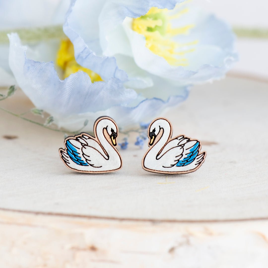 Silver Swan Stud Earrings - Robin Valley Official Store