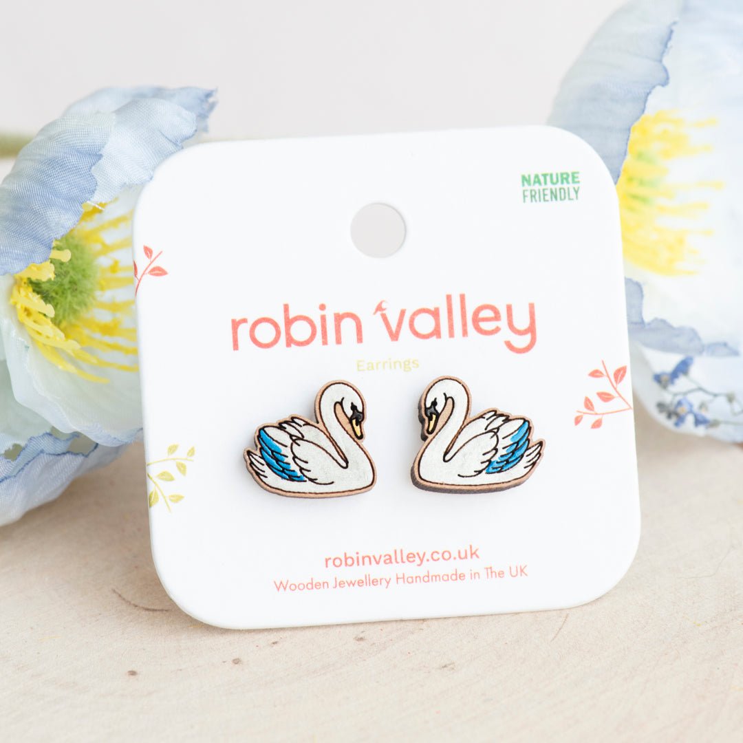 Silver Swan Stud Earrings - Robin Valley Official Store