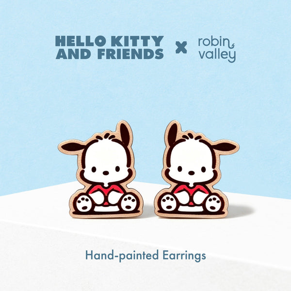 Sitting Pochacco Stud Earrings - Robin Valley Official Store