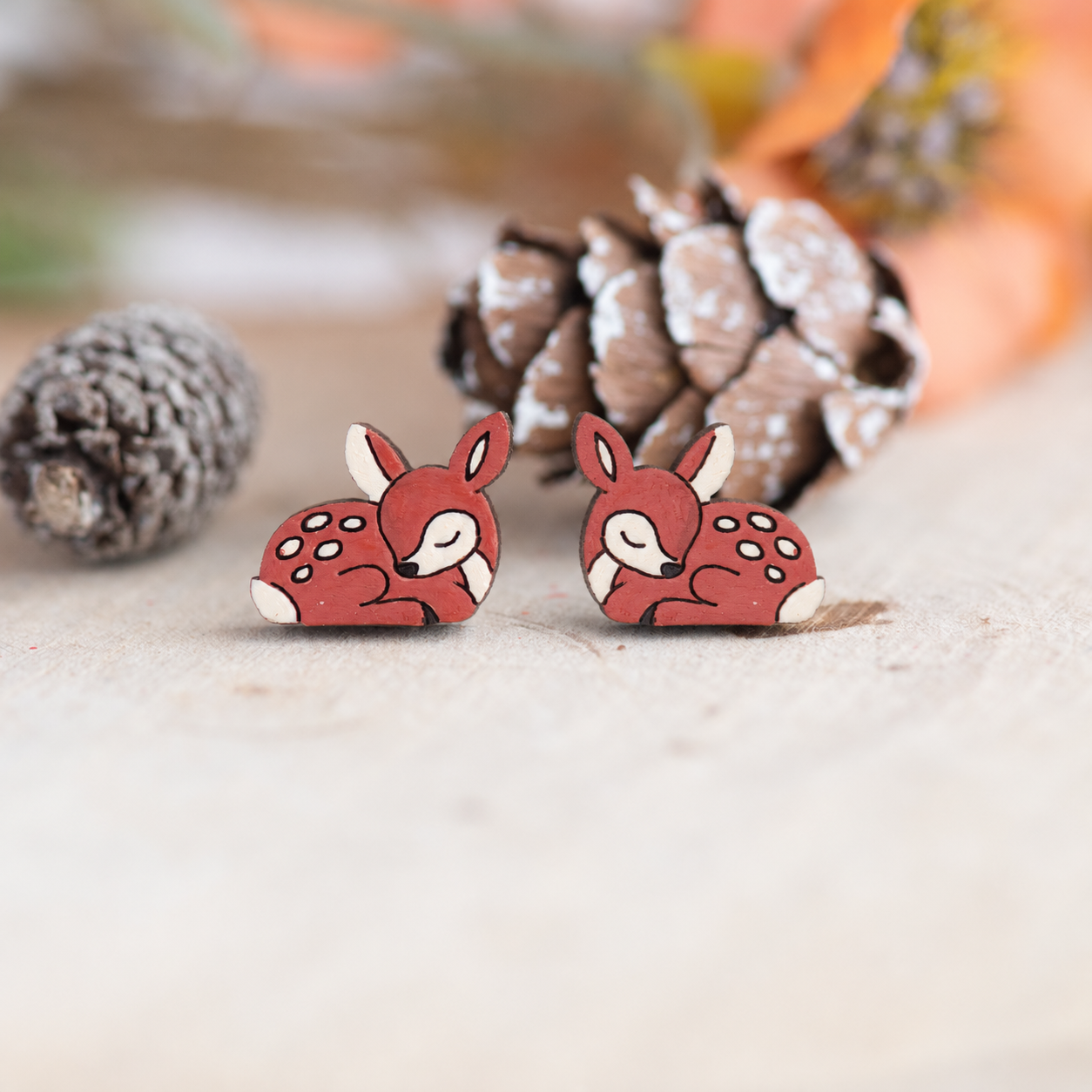 Sleeping Fawn Stud Earrings