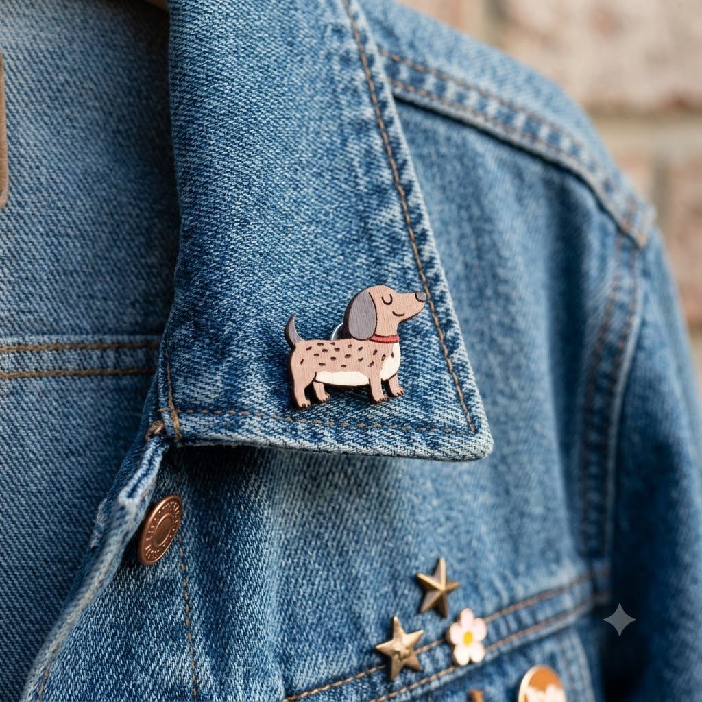 Smiley Dachshund PIn Badge - Robin Valley Official Store
