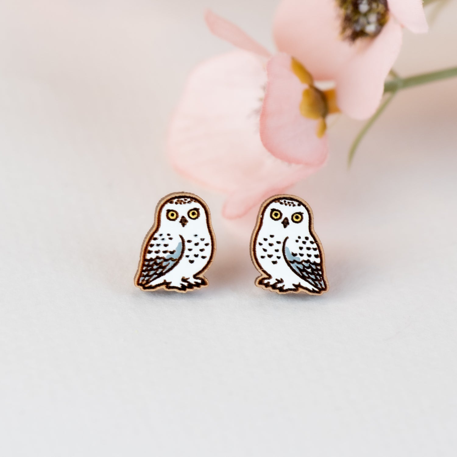 Snowy Owl Earrings - PEB12132 - Robin Valley Official Store