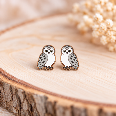 Cute Snowy Owl Stud Earrings