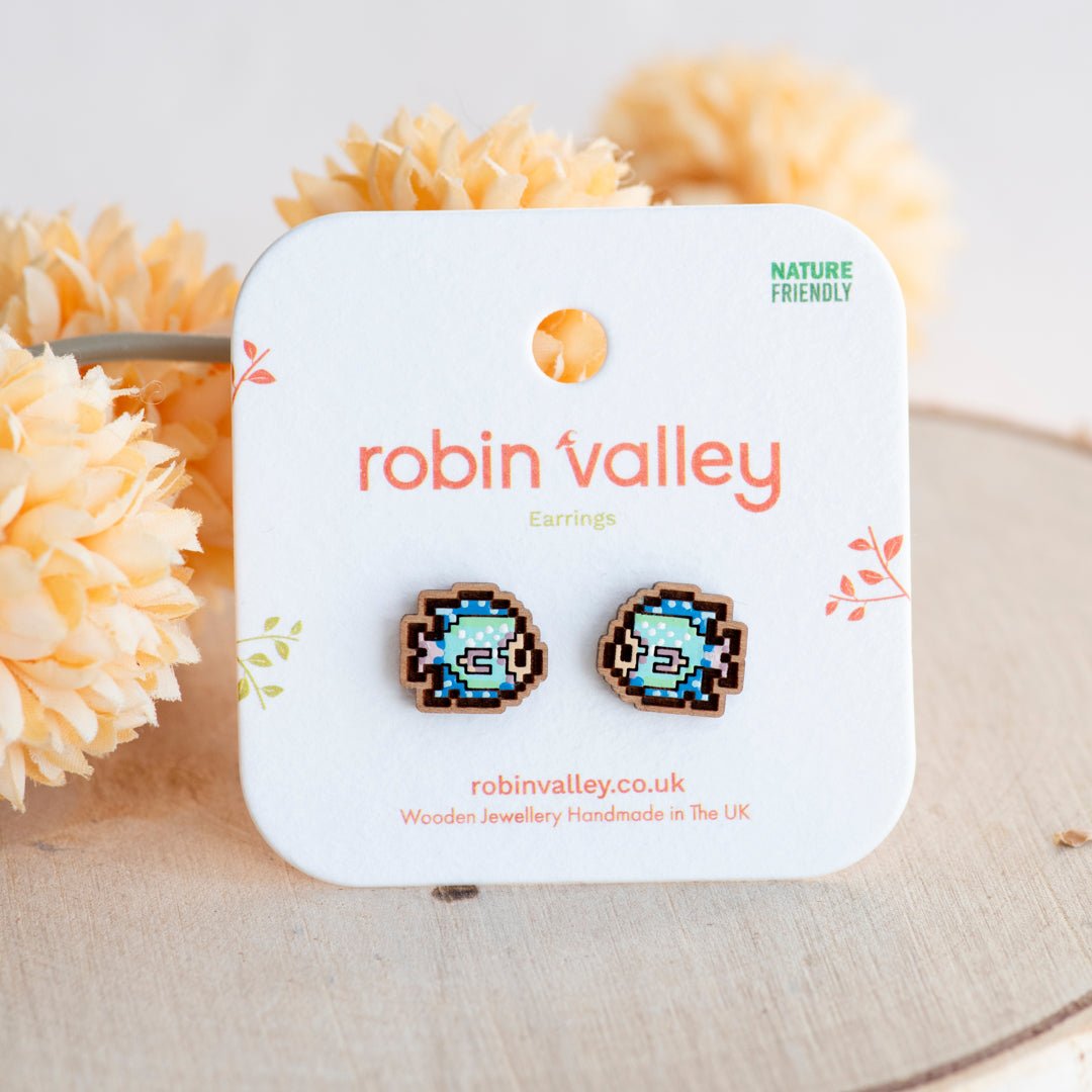 Stardew Valley Blue Discus Stud Earrings - Robin Valley Official Store
