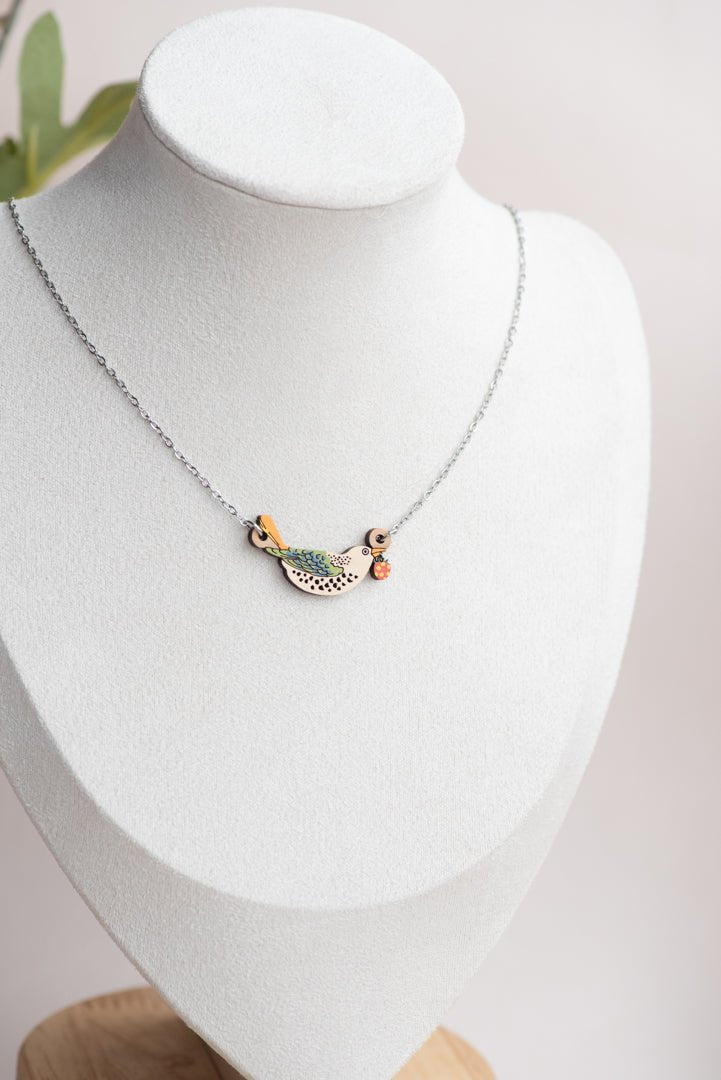 Strawberry Thief Bird Necklace - inspired by William Morris - Robin Valley Official Store