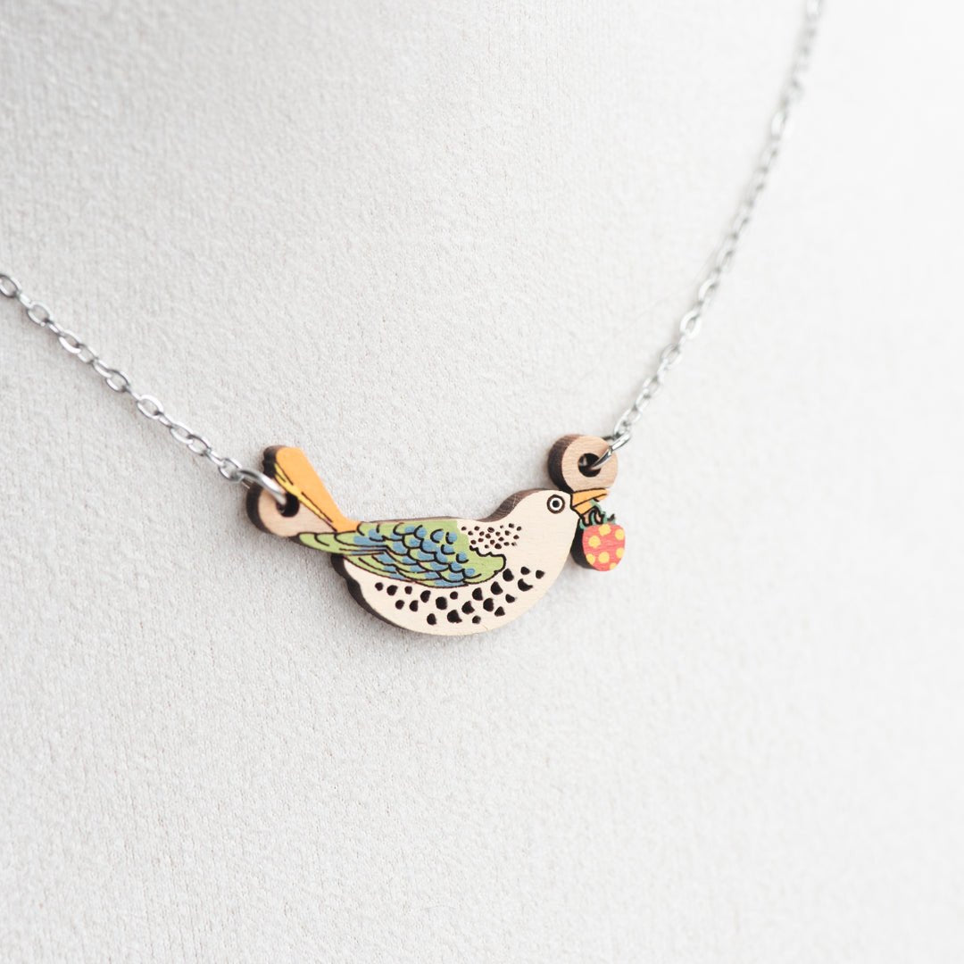 Strawberry Thief Bird Necklace - inspired by William Morris - Robin Valley Official Store