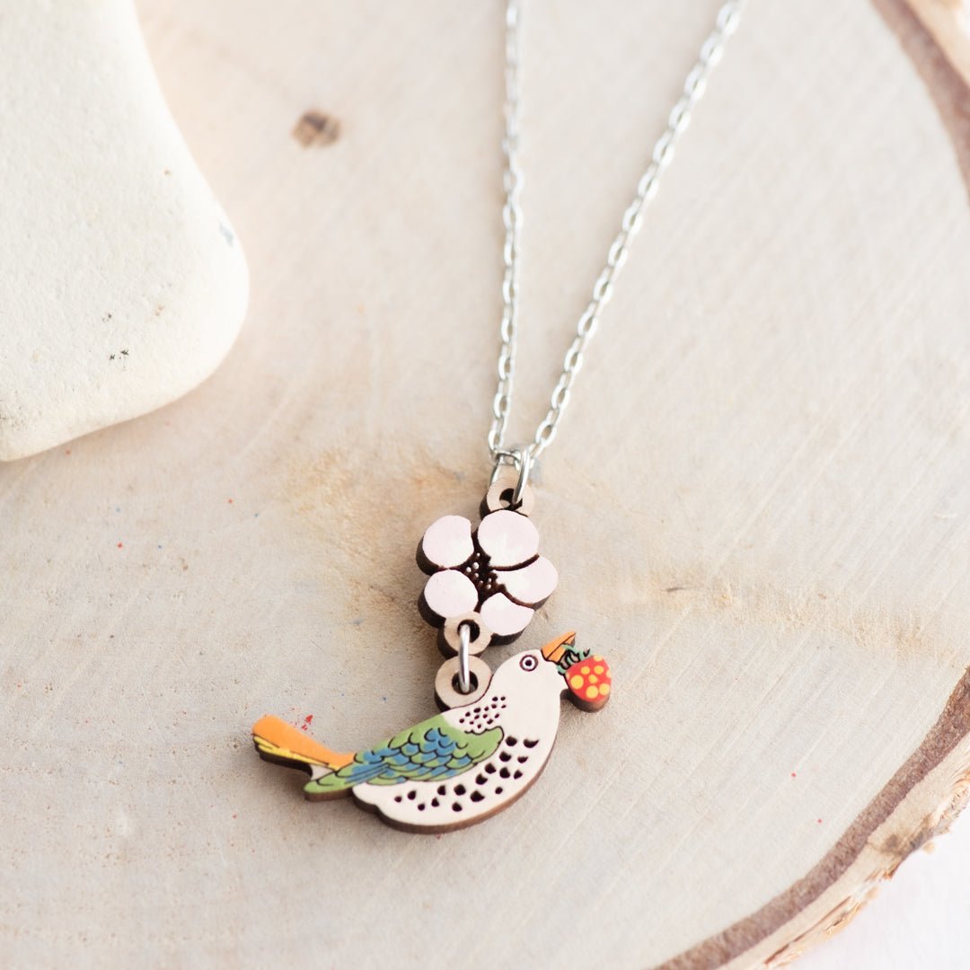 Strawberry Thief Bird Necklace - inspired by William Morris - Robin Valley Official Store