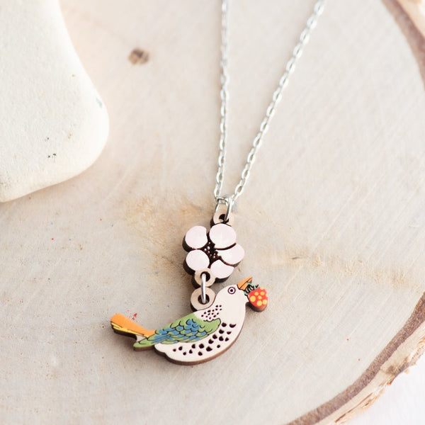 Strawberry Thief Bird Necklace - inspired by William Morris - Robin Valley Official Store