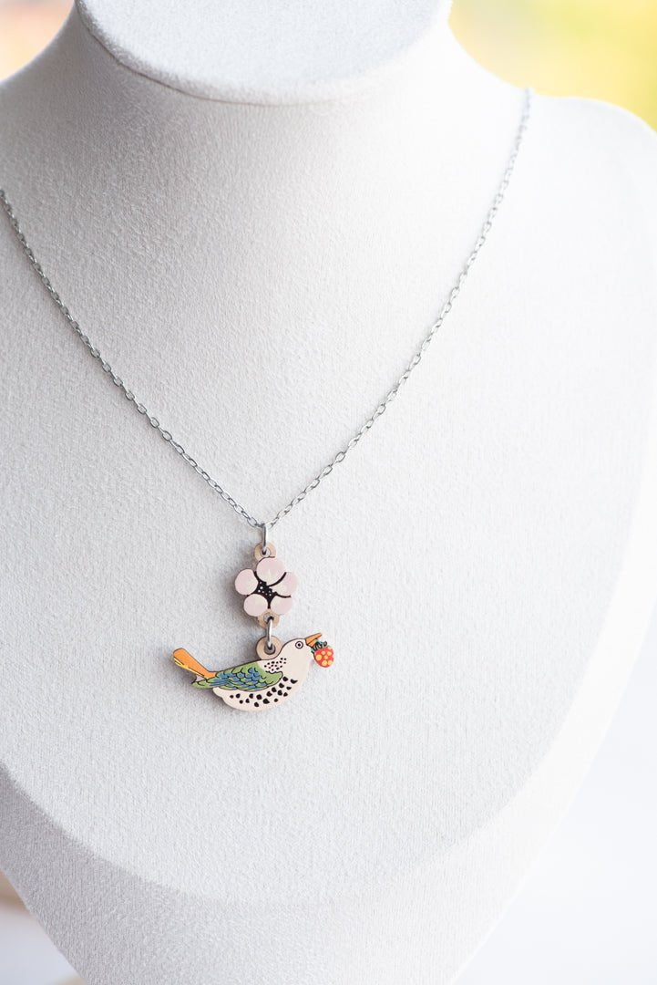 Strawberry Thief Bird Necklace - inspired by William Morris - Robin Valley Official Store
