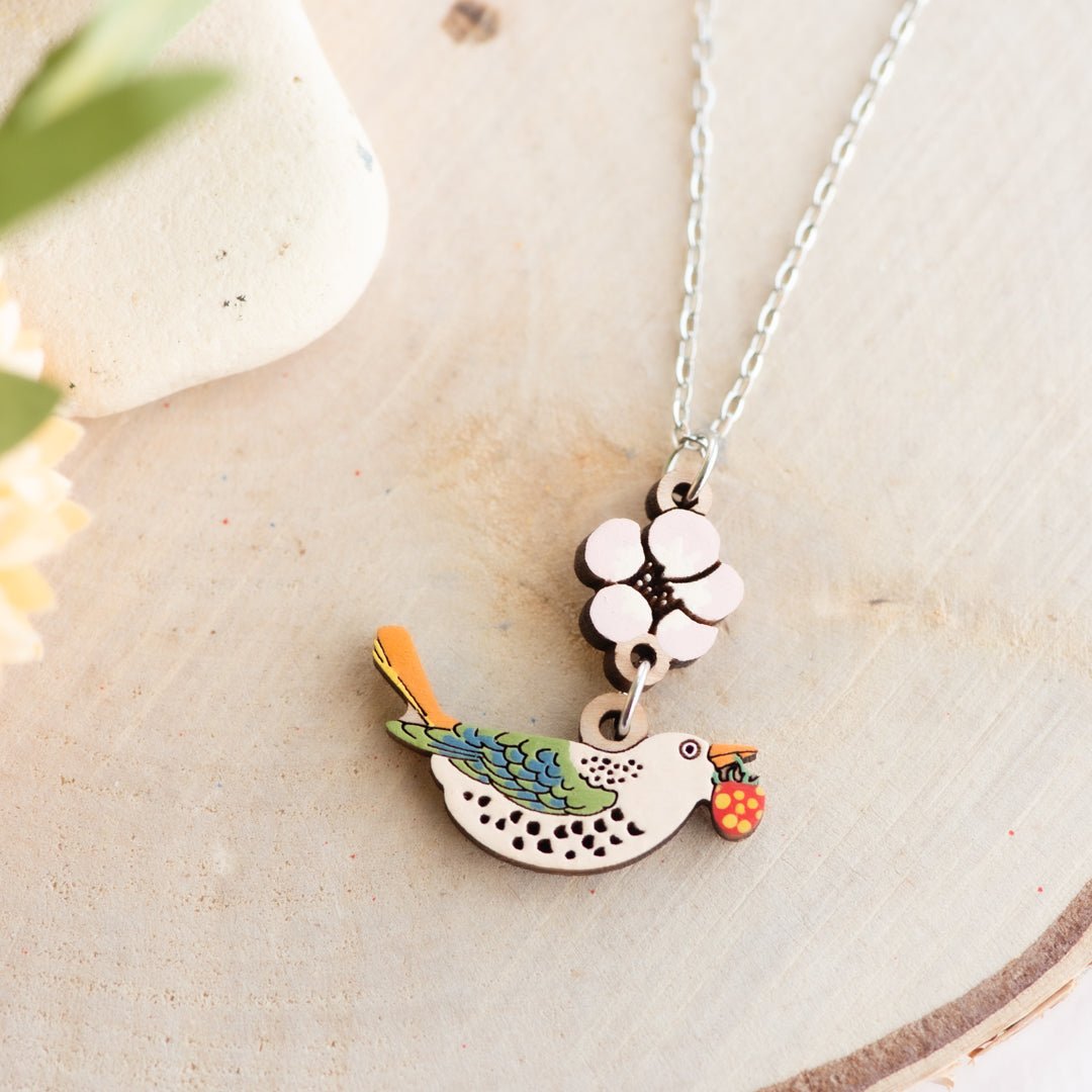 Strawberry Thief Bird Necklace - inspired by William Morris - Robin Valley Official Store